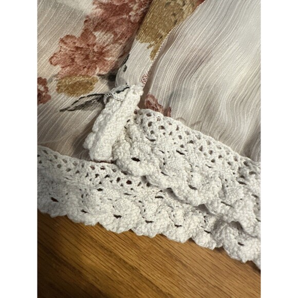 MASON + MACKENZIE Floral Sheer Open Blouse Coverup Womens SZ S Embroidered Trim - Picture 3 of 7